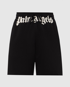 Palm Angels Black shorts with logo print PAMCV001FL001
