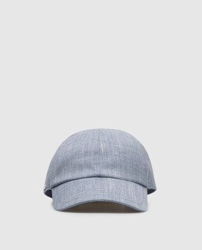Enrico Mandelli Blue cap made of wool, silk and linen CAP4016020