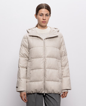 Peserico Beige down jacket with monil chain A24120DB1945