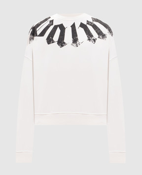 Palm Angels Ivory sweatshirt with logo print PMBA08JS26FLE001