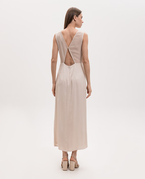 Peserico Beige dress with monil chain E023201940B