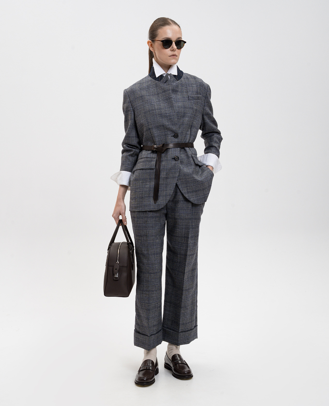 

Gray checked wool jacket Brunello Cucinelli, Grey