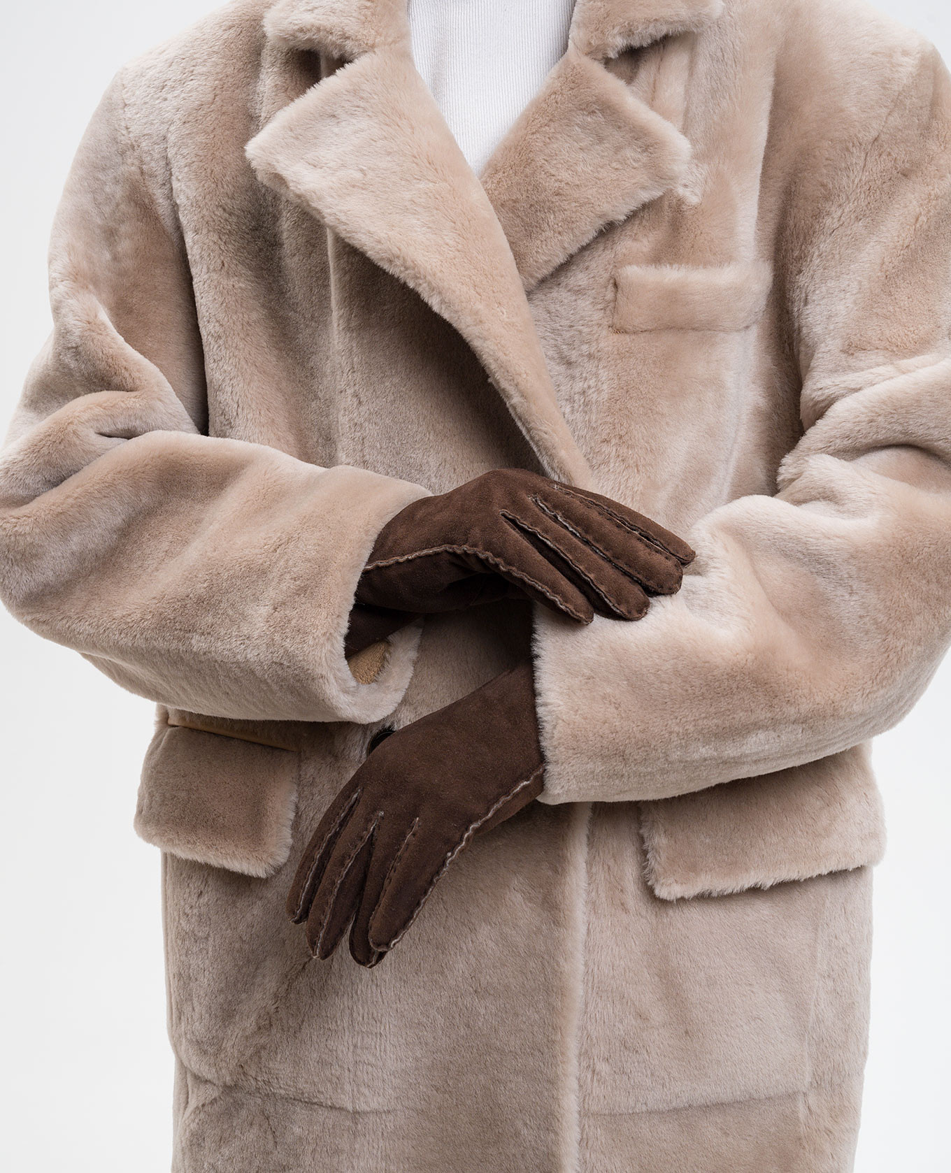 

Brown suede gloves with fur trim Babe Pay Pls