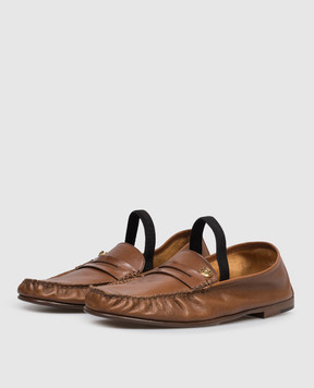 Versace Brown leather loafers Guanto 10234311A17346