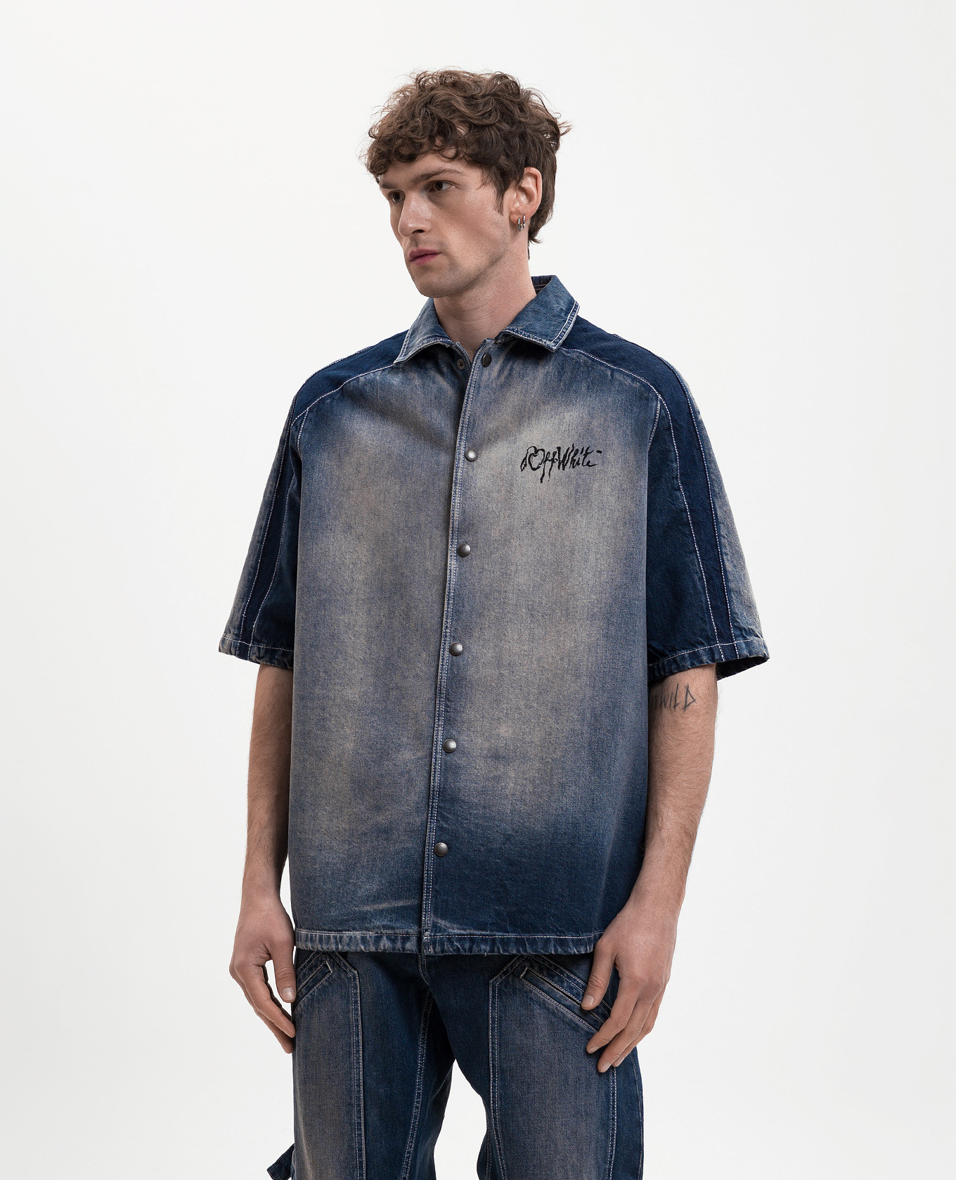 

Blue denim shirt with a worn effect Off-White