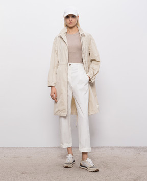 Peserico Ivory trousers with lapels P04987T302481