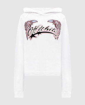 Off-White Double Eagle white hoodie with Swarovski crystals 29E00292T