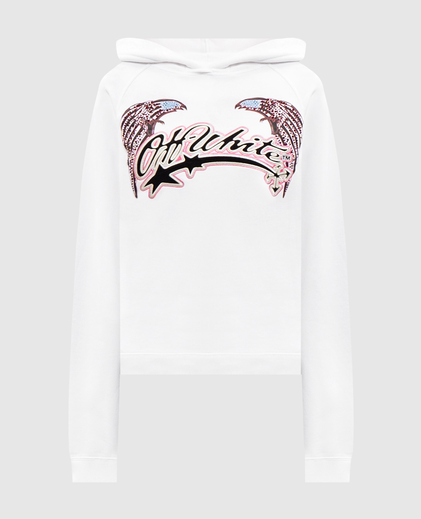 Double Eagle white hoodie with Swarovski crystals