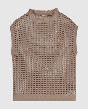 Peserico Brown openwork top with sequins A99046F0709110