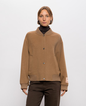 Solotre Brown wool and cashmere bomber jacket M1AC0012
