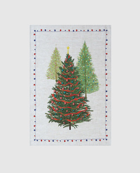TESSITURA TOSCANA TELERIE Gray kitchen towel FAIRY TREES made of linen NC210031080037