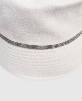 Brunello Cucinelli Children's white linen panama hat with monil chain BR858W047B