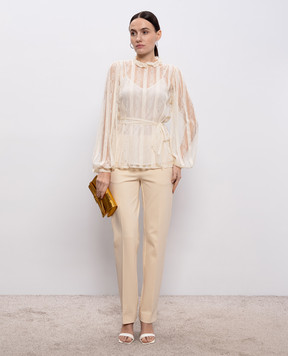 Twinset Beige lace blouse with logo 261TP2541