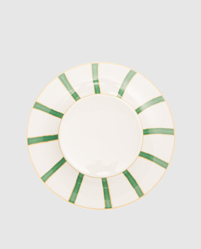 Geminiano Cozzi 1765 White porcelain dinner plate Striche Verdi e Oro TTCMI00289036