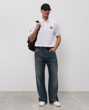 Dolce&Gabbana White polo with logo patch G8PL4TG7P1D