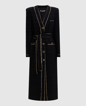 Alessandra Rich Black tweed dress with fringe FABX4474F4803