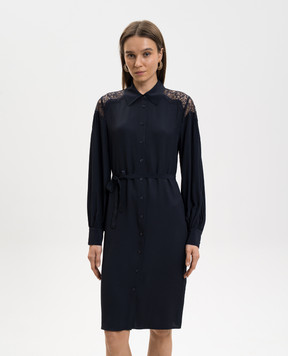 Twinset Blue shirt dress with lace 261TP2590