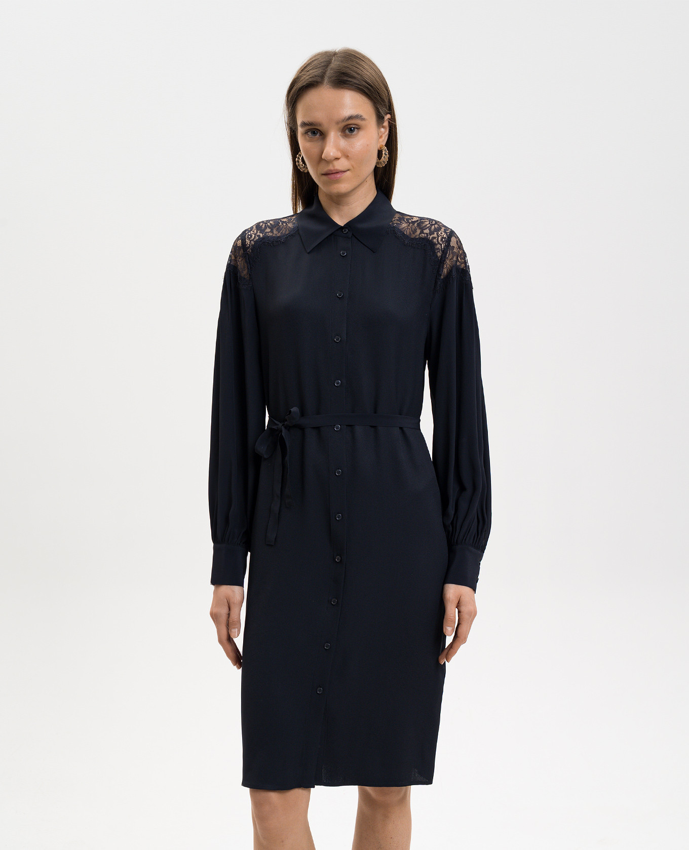 Blue shirt dress with lace Twinset 3