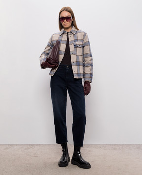 Woolrich Beige checked down jacket CFWWOS2028FRUT3046