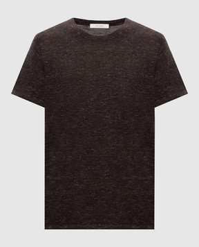 The Row Niari brown melange cashmere, silk and linen t-shirt 10684Y876