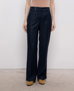 Peserico Blue striped wool pants A04283Z03362