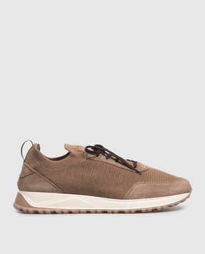 Enrico Mandelli Brown combination sneakers with logo patch 0ELITE6250