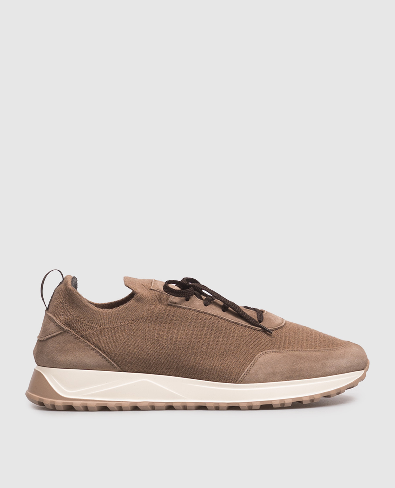 Brown combination sneakers with logo patch