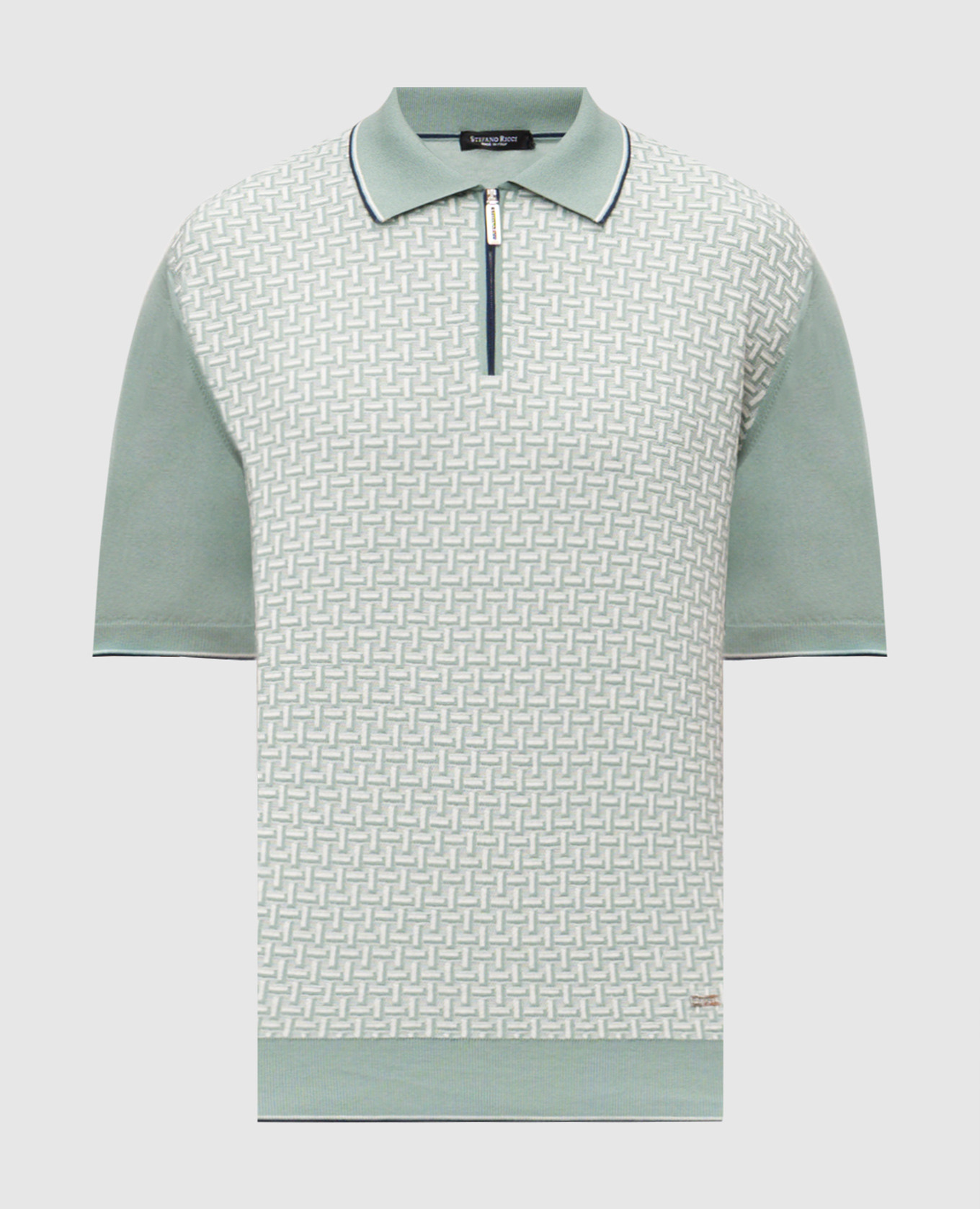 Green polo shirt with patterned silk