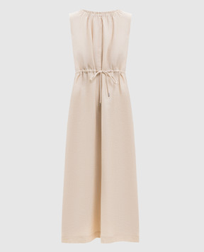 Peserico Beige midi dress with linen S0223905435