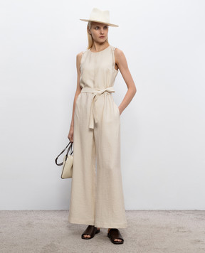 Peserico Beige jumpsuit with linen S02245A05435