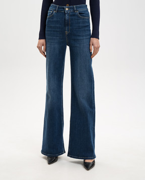 Twinset Blue flared jeans with logo patch 261TP2703