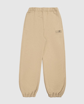 Maison Margiela MM6 Kids' khaki joggers with logo print M61148MM02X