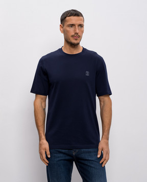 Brunello Cucinelli Blue T-shirt with logo print M0B138440