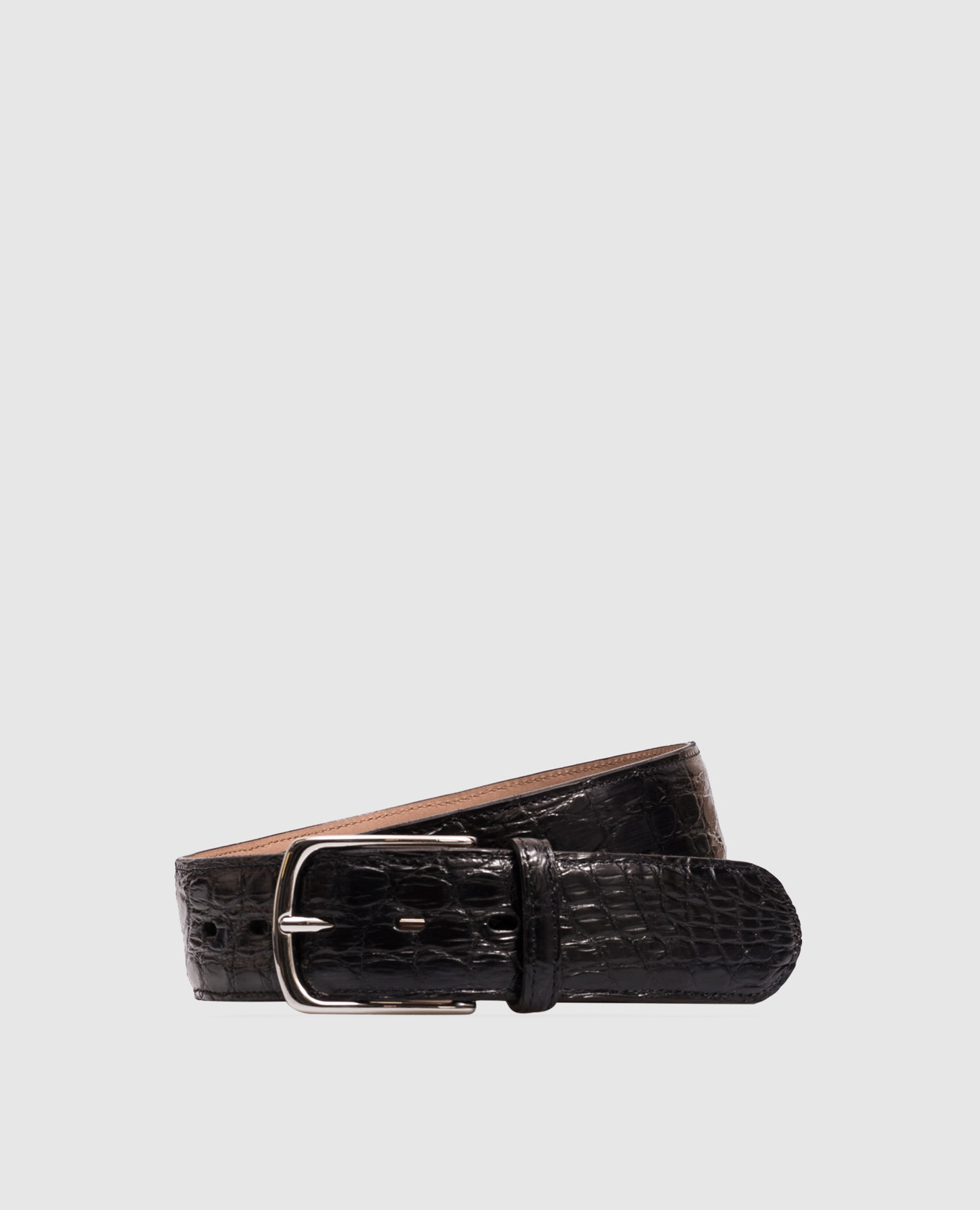 Black crocodile leather belt