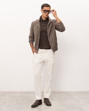 Brunello Cucinelli Brown polo shirt with logo print ME8548788
