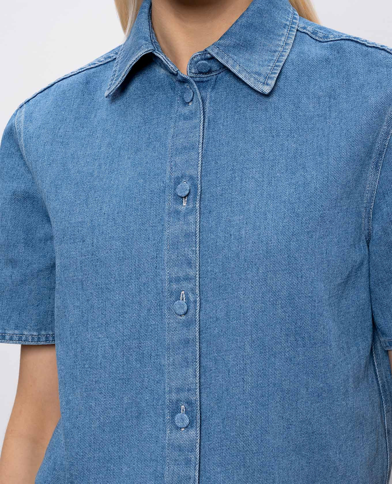 Blue denim shirt with linen Agnona 5