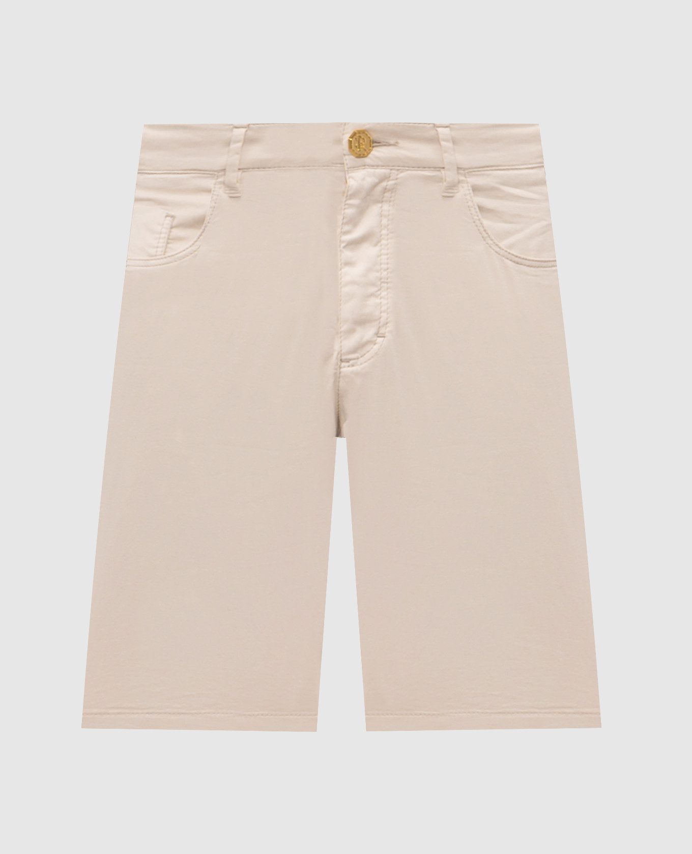 Beige shorts with embroidered monogram logo