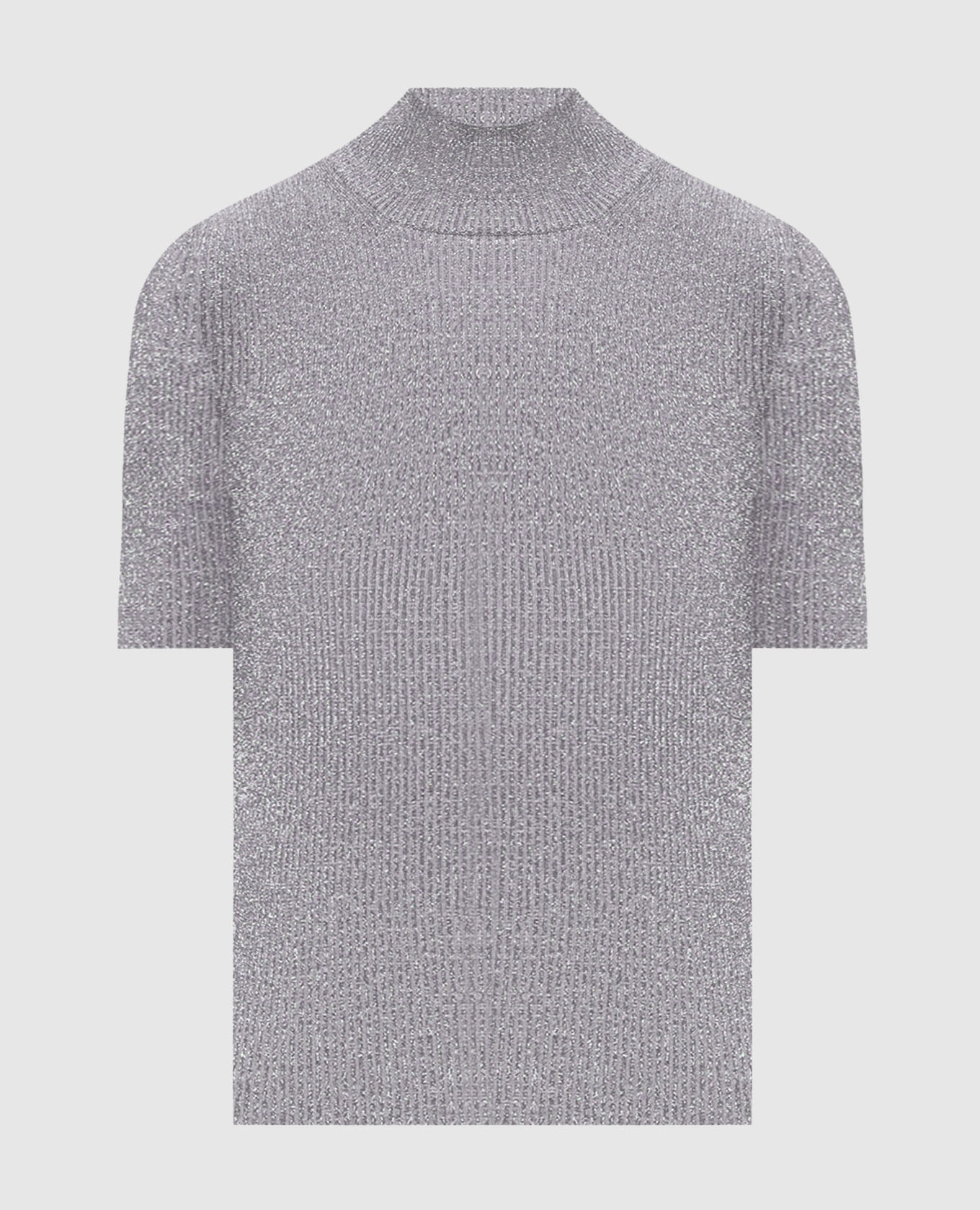 Gray ribbed top with lurex