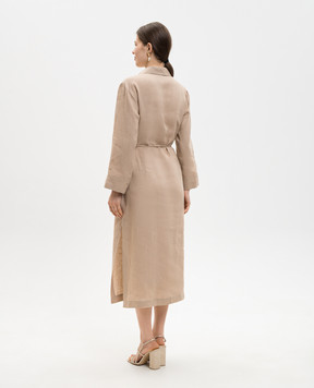 Peserico Beige linen dress with slits S02415A02647