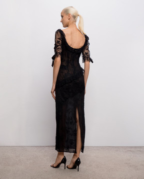 Alessandra Rich Black lace midi dress FABX4400P4871