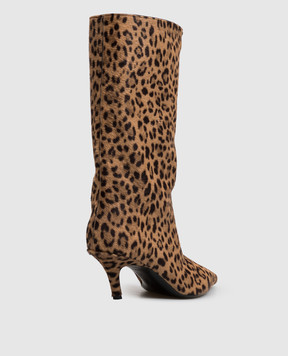 Amina Muaddi Fiona brown leopard print napped leather boots 15S365687FIO