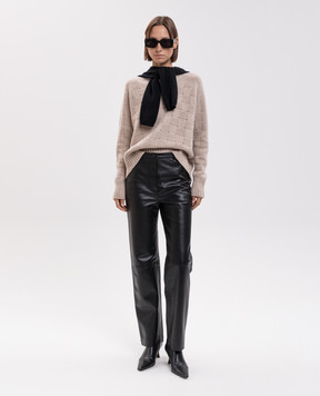 Allude Beige cashmere and silk patterned sweater 26577021