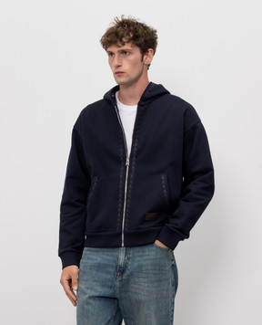 Fendi Blue sports jacket with logo patch FY1360AUPB