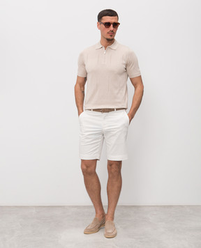 Enrico Mandelli Beige polo shirt with geometric pattern 3K007A5645