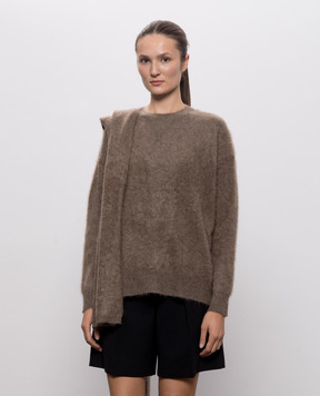 Max Mara ARIA brown yak wool sweater with scarf SMMARIA