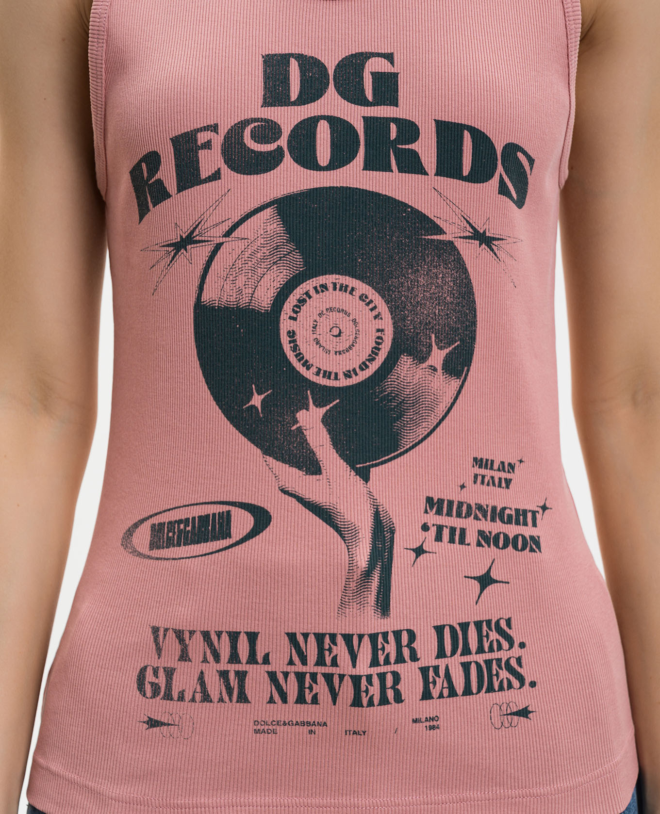 

Pink ribbed top with DG Records print Dolce&Gabbana
