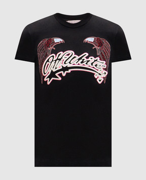 Off-White Black Double Eagle T-shirt with Swarovski crystals 29A00308T