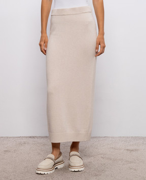 Peserico Beige skirt made of wool, silk and cashmere A95033F07K09283