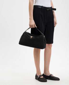 Toteme Black leather woven bag 252WAL961LE0134