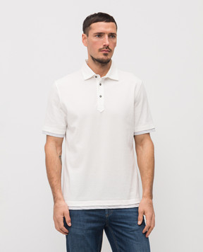Brunello Cucinelli White polo with layering effect ME8543966
